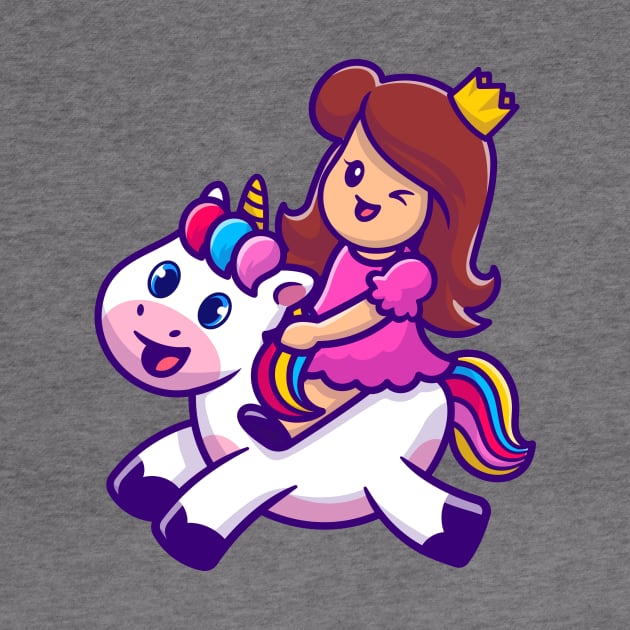 Cute Princess With Unicorn Cartoon Vector Icon Illustration by Catalyst Labs